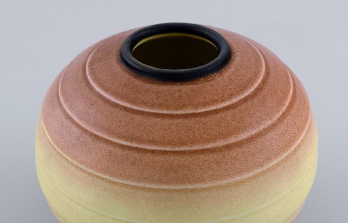 Gertrud Lönegren '1905–1970 For Rörstrand, Two Round Vases In Glazed Ceramics photo Home Decor