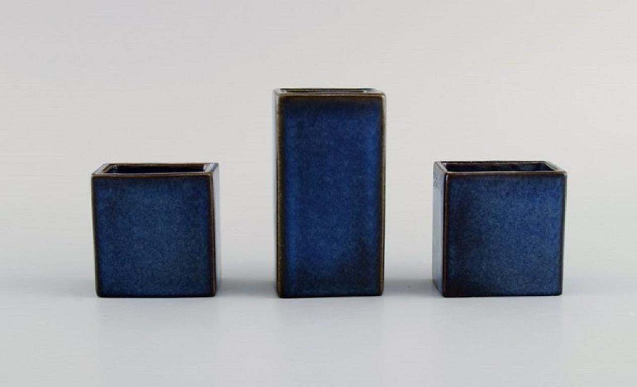 Sven Jonson (1919 1989) Gustavsberg. Five Small Lagun Vases In Glazed Stoneware. photo Home Decor
