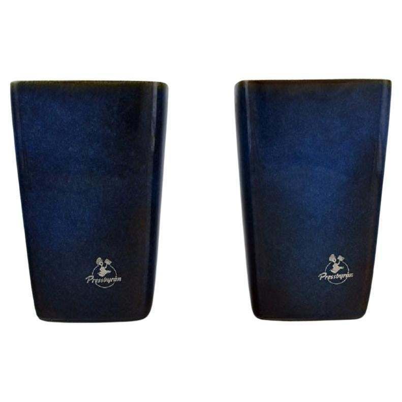 Sven Jonson '1919 1989' Gustavsberg, Two Lagun Vases In Glazed Stoneware