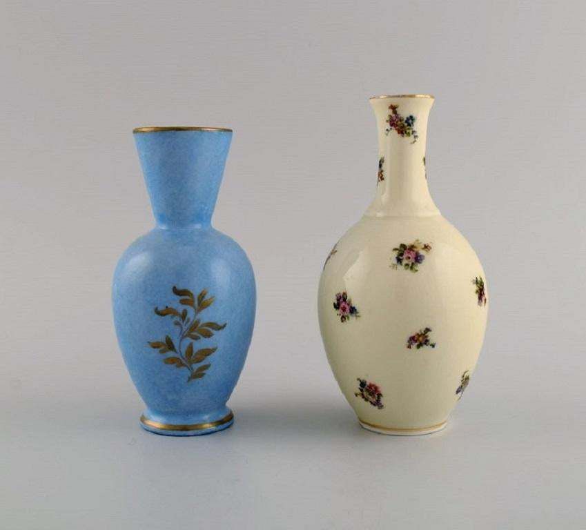 Limoges, France. Two Perfume Bottles, Three Vases And Lidded Box In Porcelain photo for sale