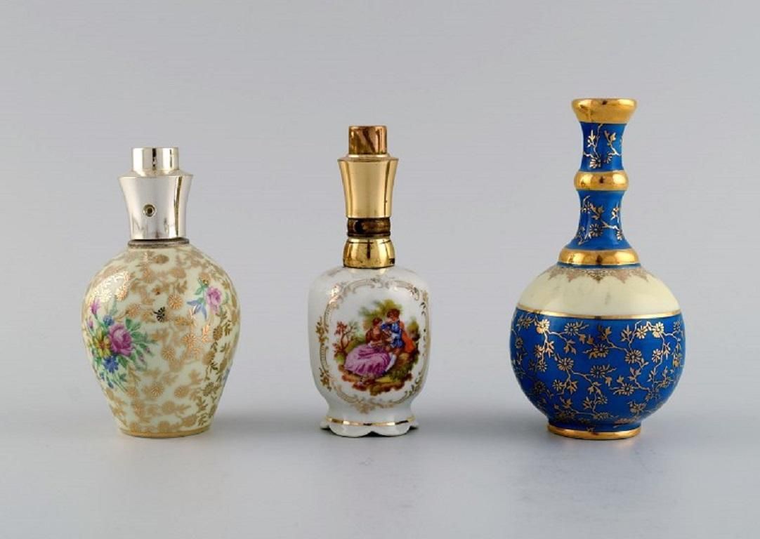 Limoges, France. Two Perfume Bottles, Three Vases And Lidded Box In Porcelain photo Home Decor