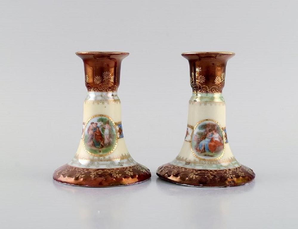 Two Candlesticks And Ink Dryer In Hand Painted Porcelain, Vienna, Early 20th C photo furniture