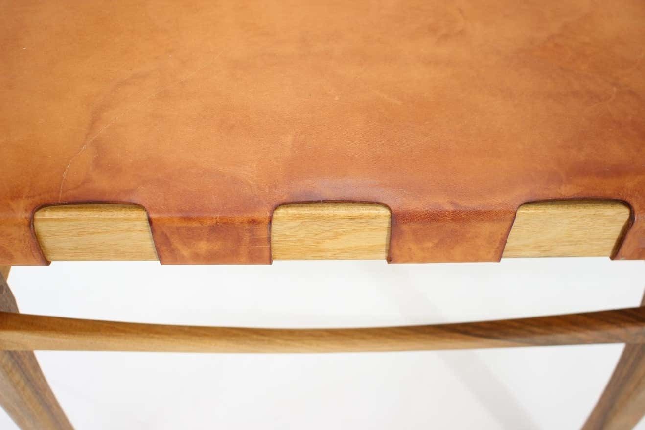 photo furniture 2001 One Of A Kind Custom Made Set Of Walnut And Leather Dining Chairs, Set Of 6