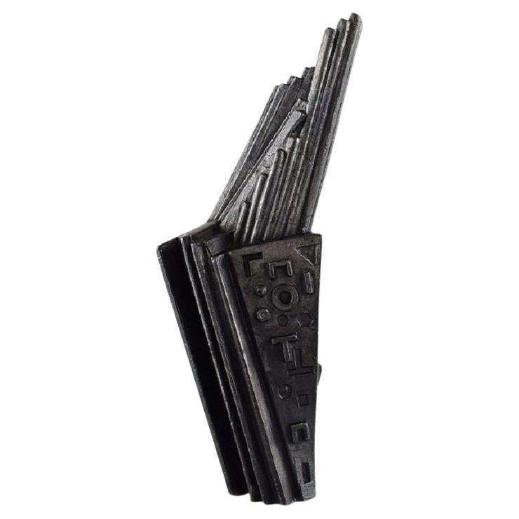 Unknown French Artist Brutalistic Unique Sculpture In Dark Steel Late 20th C
