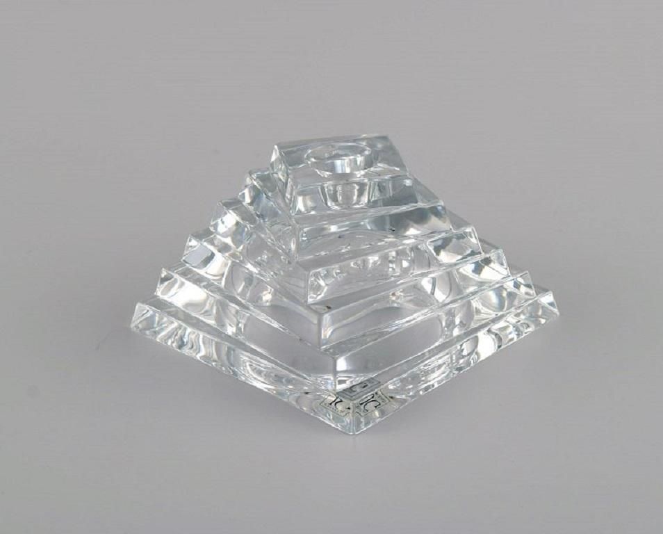 J. G. Durand France Two Candlesticks In Clear Crystal Glass 1980s photo for sale