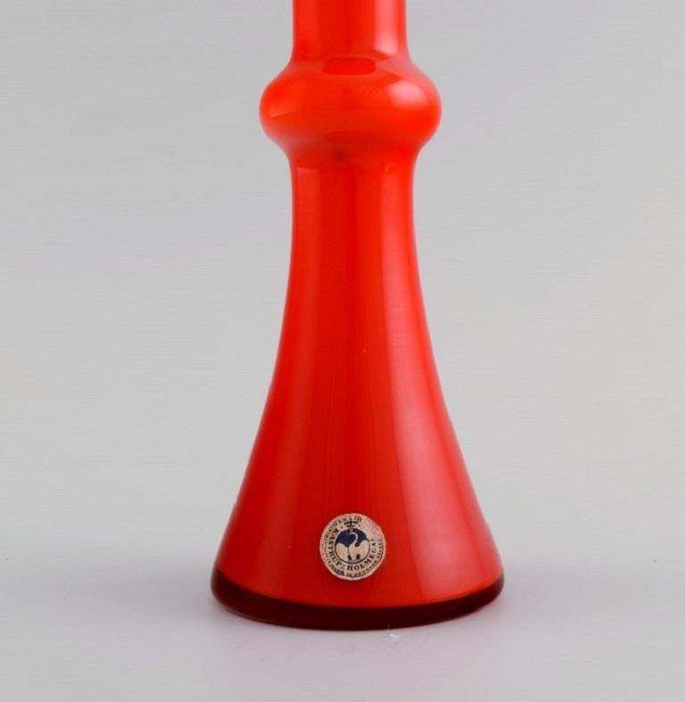 Holmegaard  Kastrup Two Carnaby Vases In Red Mouth Blown Art Glass 1960s photo 538.0