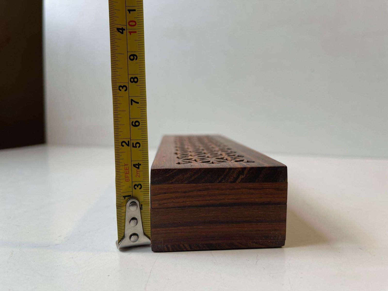 Vintage Potpourri Box In Rosewood Filigree, 1960s photo vintage