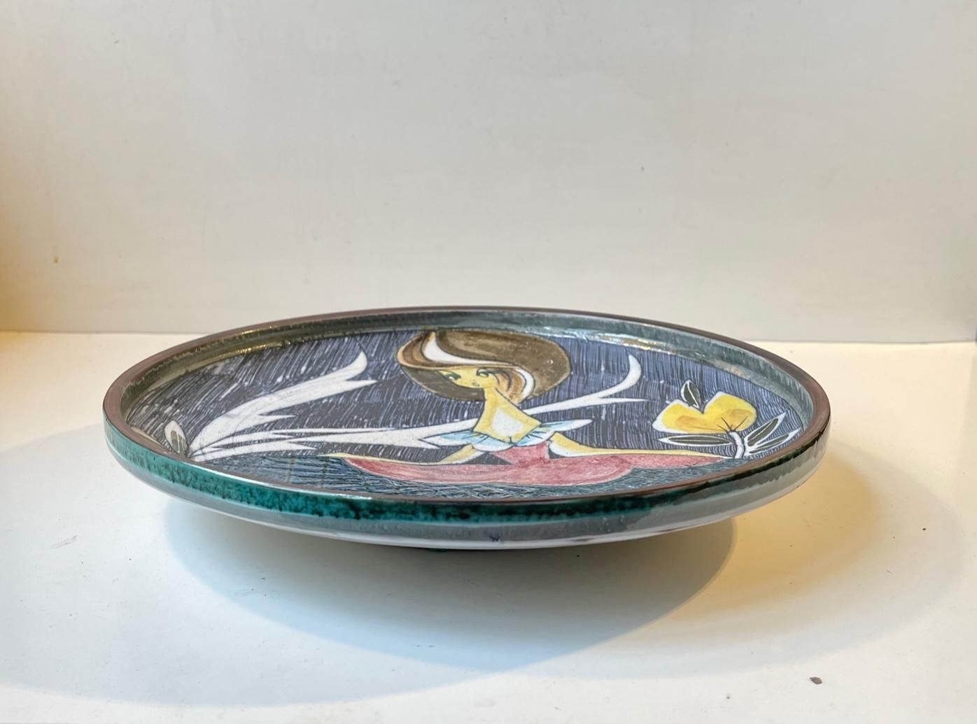 Art Pottery Sgrafitto Charger Or Wall Plaque By Tilgmans Sweden, 1950s photo furniture