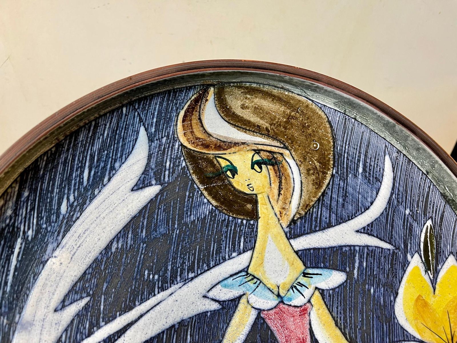 Art Pottery Sgrafitto Charger Or Wall Plaque By Tilgmans Sweden, 1950s photo 589.0