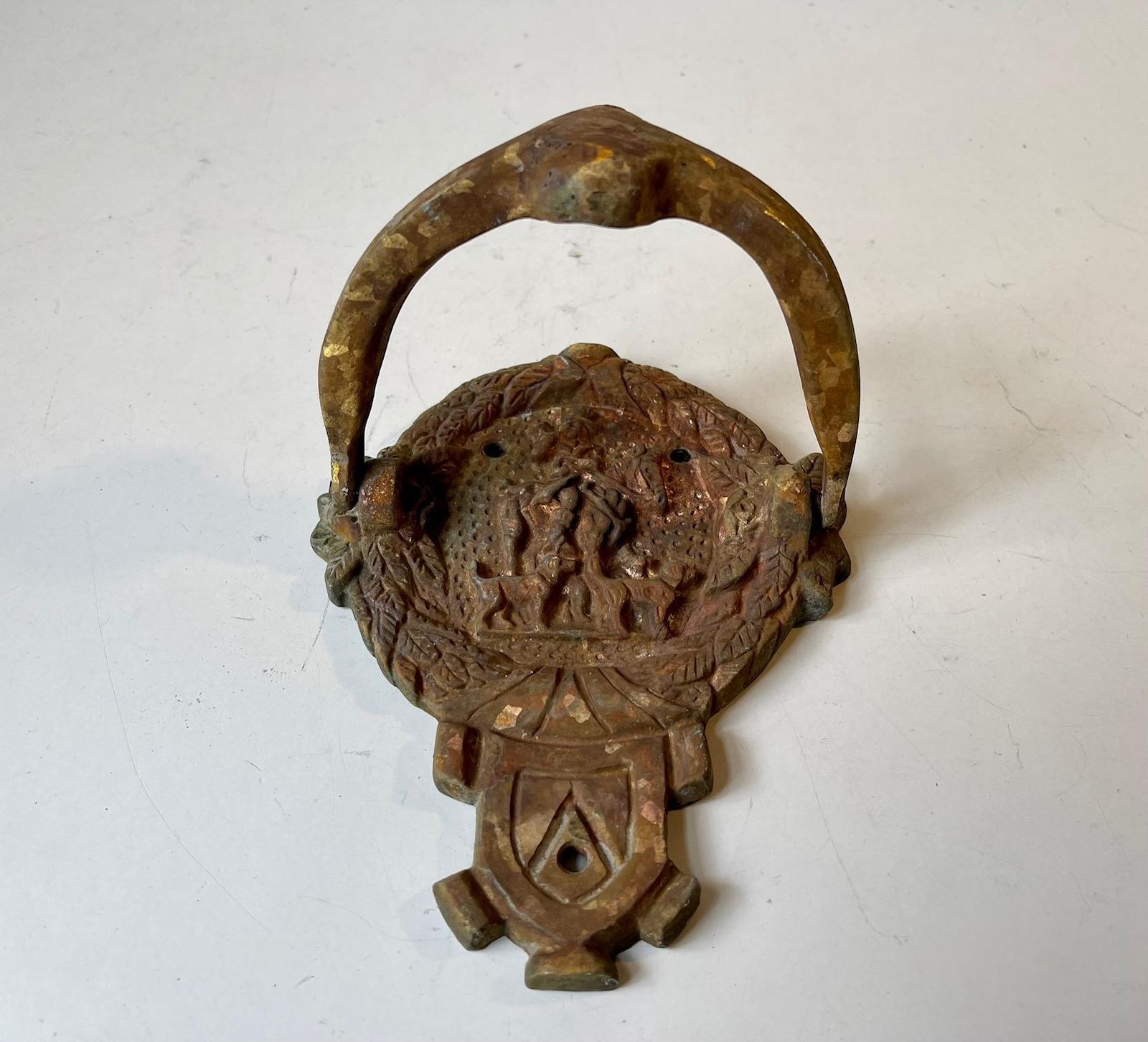 Antique Bronze Door Knocker With Hunting Theme photo Home Fixtures