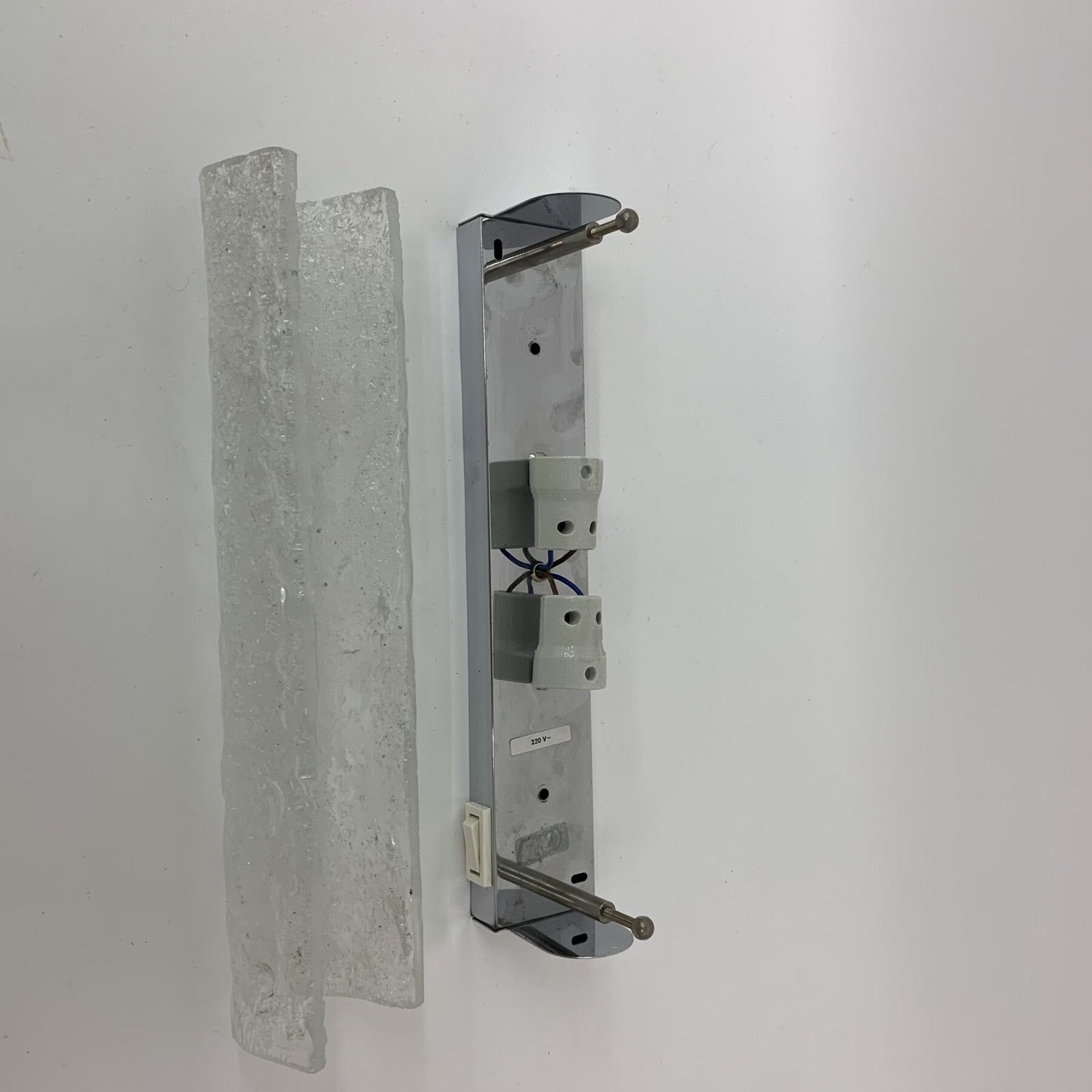 Murano Ice Glass Tubular Wall Lamp Or Sconce From Hillebrand, Germany, 1970s photo Lighting