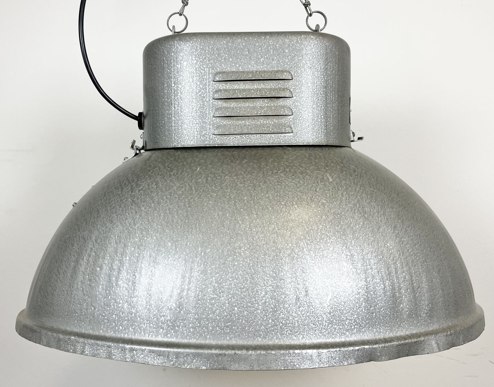 Large Oval Industrial Polish Factory Pendant Lamp From Mesko, 1970s, 8x photo Lighting