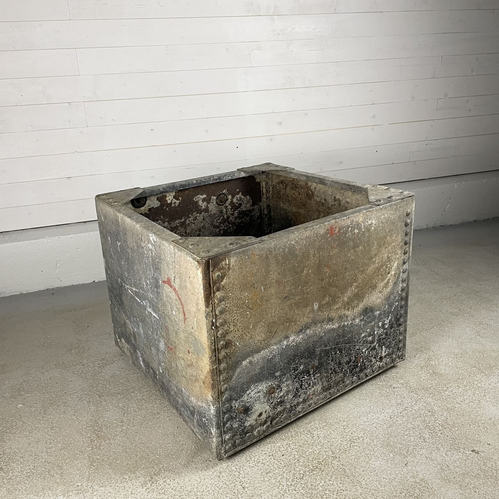 Square Reclaimed Riveted Galvanised Water Tank Planter photo furniture