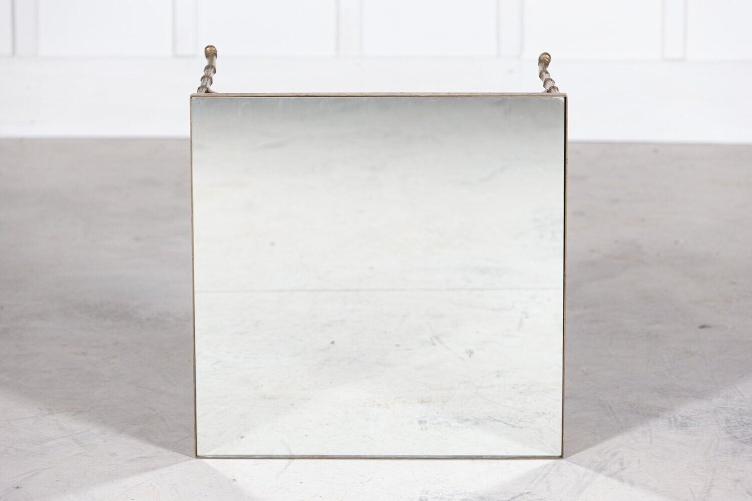 French Mid Century Gilt Bronze Faux Bamboo Mirror Top Side Table photo buy