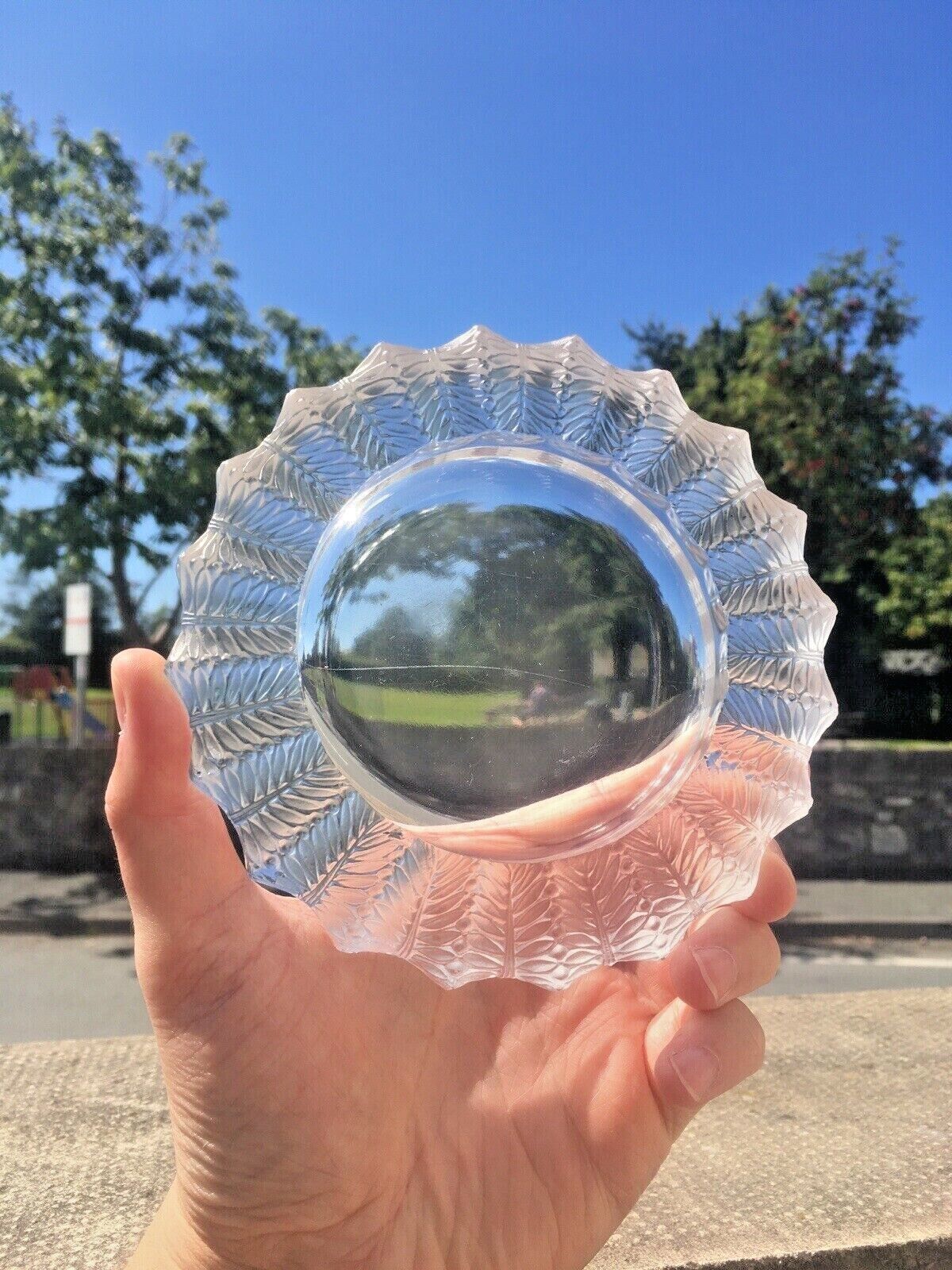 Beautiful C1945 1977 Signed Lalique France Jamaica Pattern Ashtray Dish After Rene