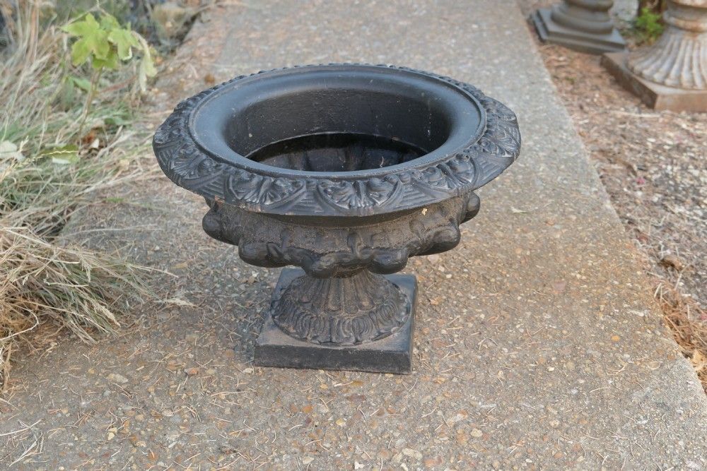 Wide Cast Iron Urn, Garden Planter photo Garden Decor