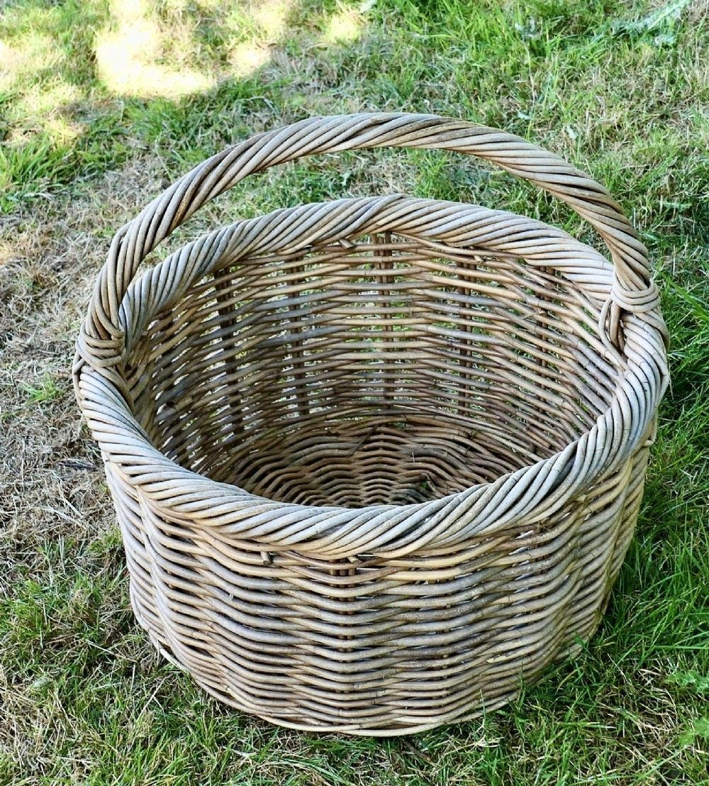 Large Round French Antique Wicker Bread Basket photo furniture