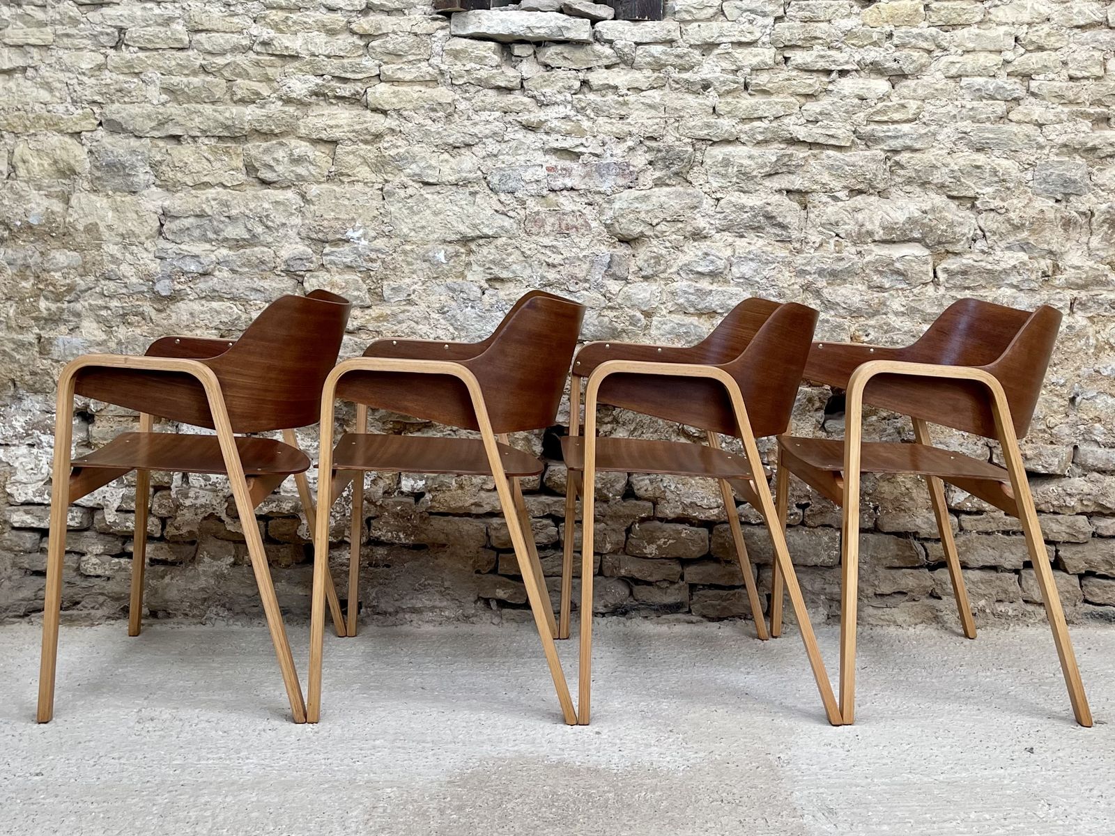 Furniture Set Of Four Mid Century Modern Wood Dining Chairs. Set Of 4 Chairs Plywood And Beach  And Ply Wood Bentwood Chairs 1950s photo