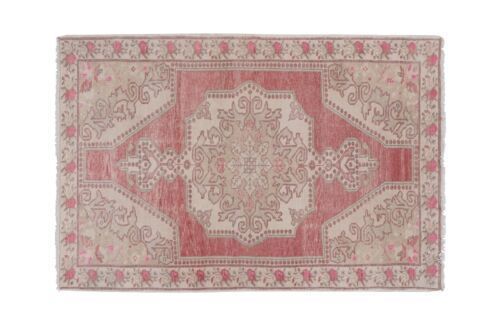1950s Vintage Kurdish Geometric Medallion Wool Hand Knotted Carpet 4'7'' X 7' photo Textiles