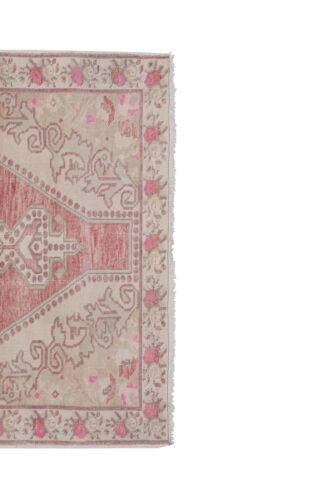 photo furniture 1950s Vintage Kurdish Geometric Medallion Wool Hand Knotted Carpet 4'7'' X 7'
