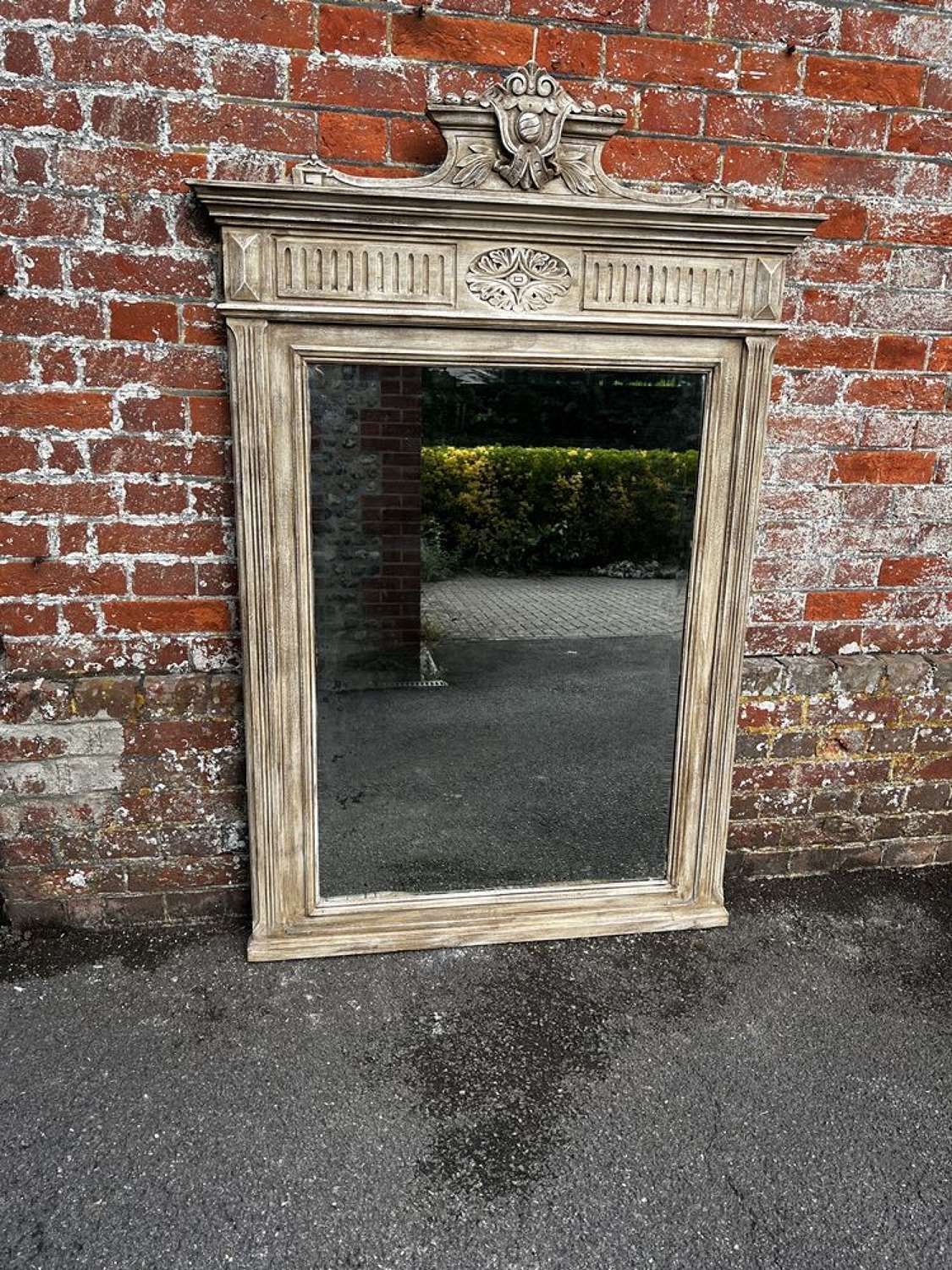 A Stunning Large Antique French 19th C Carved Wood Painted Mirror.