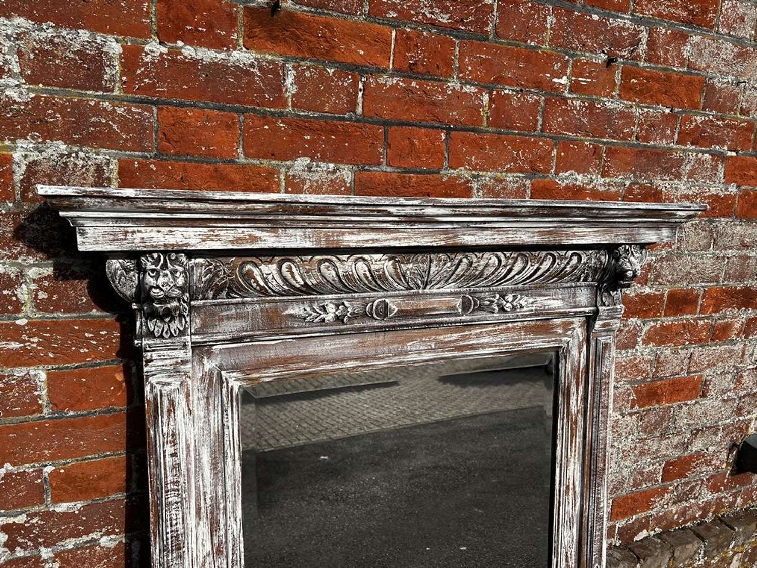 A Fabulous Large Antique French 19th C Distressed Painted Mirror. photo 695.0