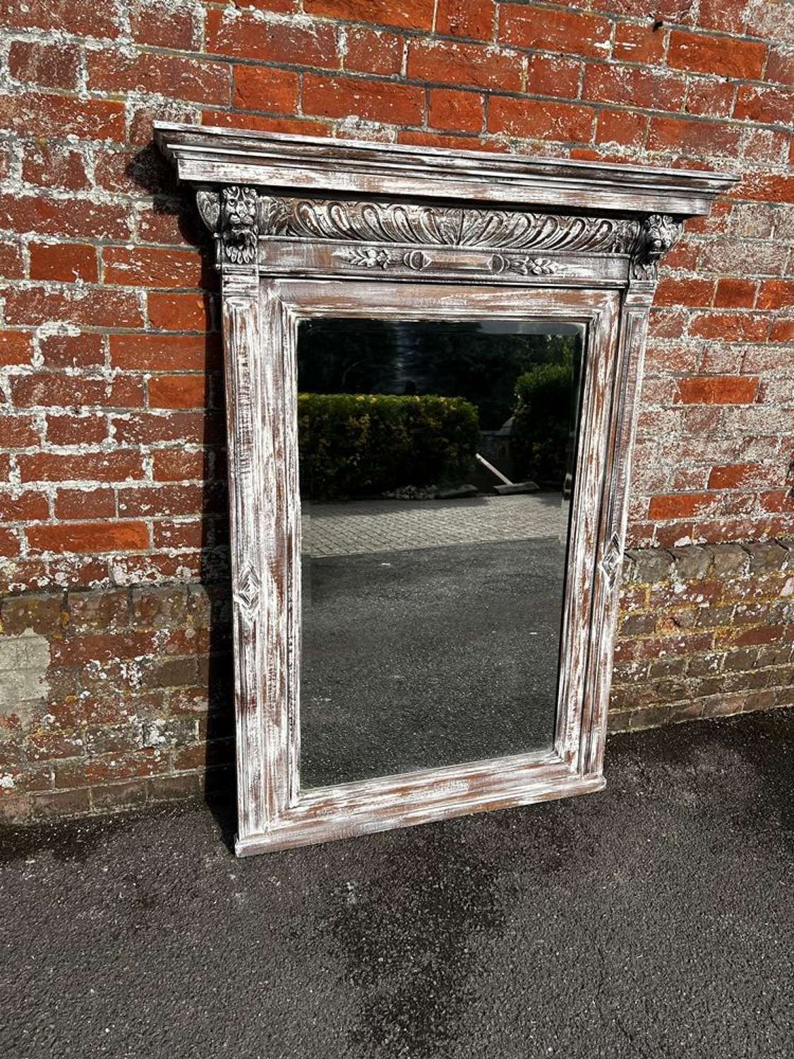 A Fabulous Large Antique French 19th C Distressed Painted Mirror. photo vinterior