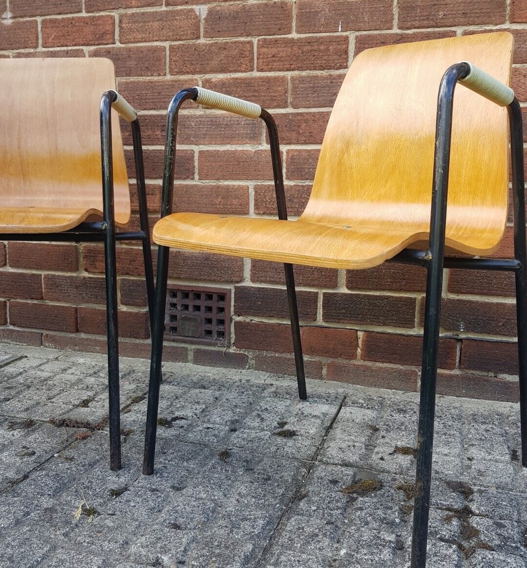 A French Bentwood Steel Mid Century Desk Dining Armchair Vintage