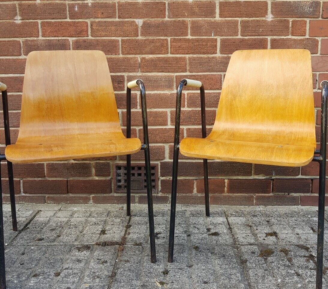 A French Bentwood Steel Mid Century Desk Dining Armchair Vintage photo 85.0