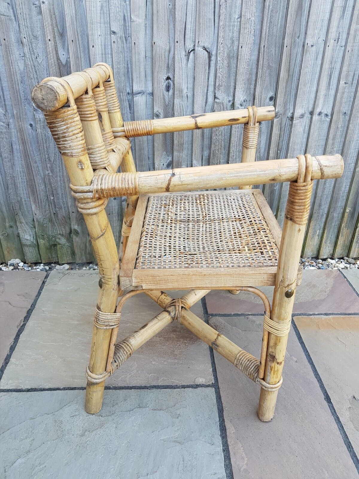 Rare Mid Century Bamboo Armchair In Chinese Manner. Two Available photo vinterior