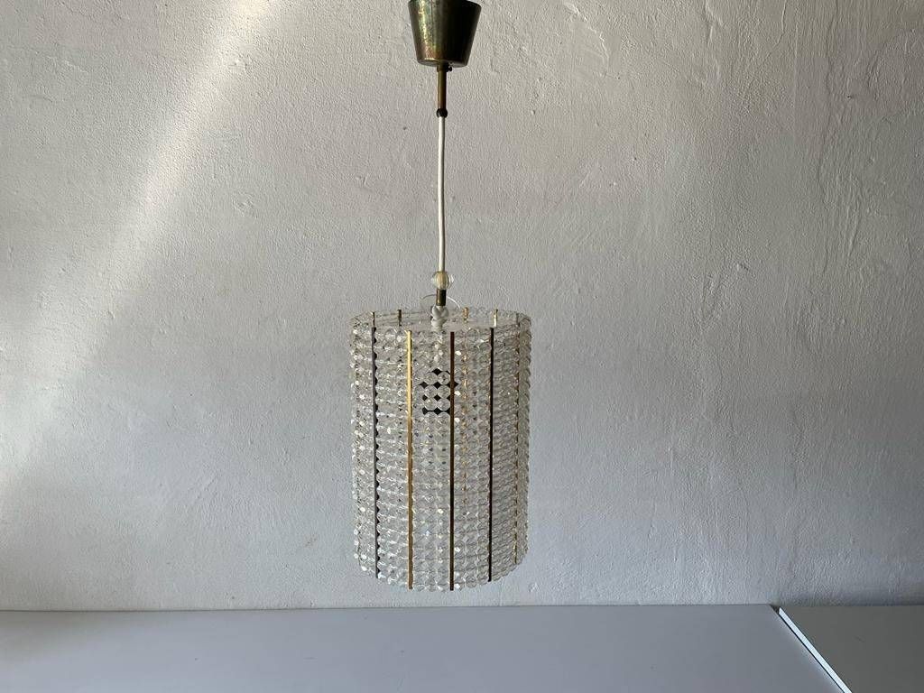 Cylinder Design Lux Pendant Lamp By Palwa With Glass Stones, 1960s, Germany photo furniture