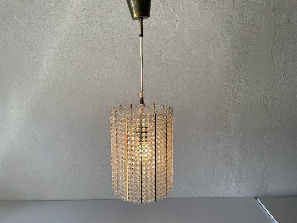 Cylinder Design Lux Pendant Lamp By Palwa With Glass Stones, 1960s, Germany photo vinterior