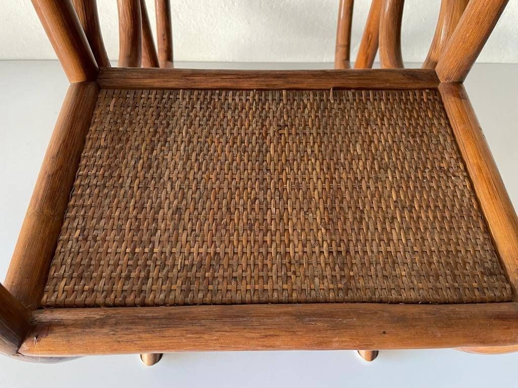 Mid Century Modern Italian Circle Design Bamboo Flower Stand With 4 Flowerpot Space, 1960s, Italy photo vinterior