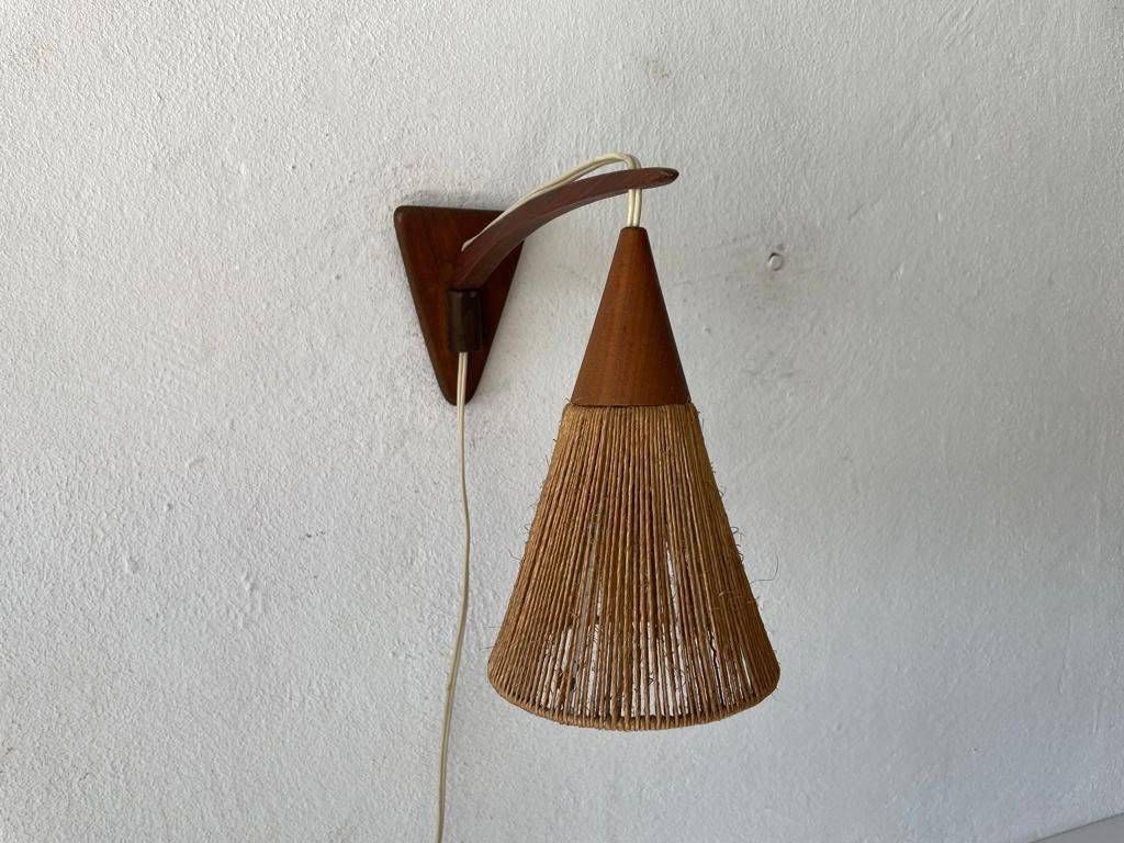 Rare Teak And Natural Ropes Sconce By Ib Fabiansen For Fog & Mørup, 1960s, Denmark photo furniture