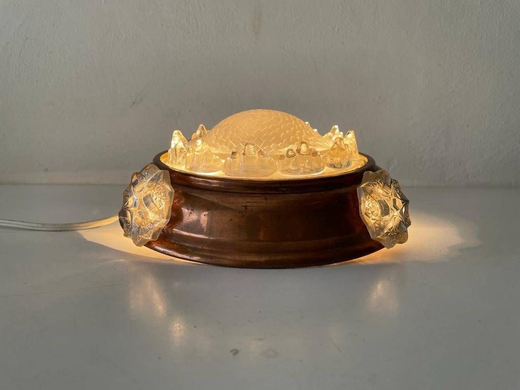 Exceptional Italian Art Deco Copper And Glass Flush Mount Ceiling, 1970s, Italy photo 633.64