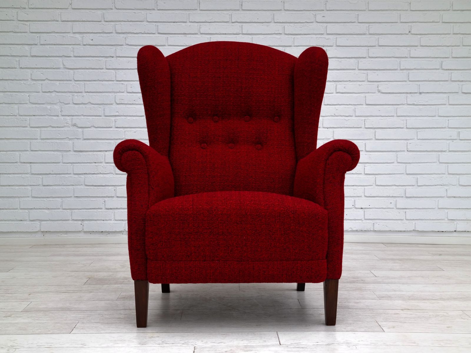 50s, Danish Design, Completely Refurbished Chair, Furniture Wool photo Furniture