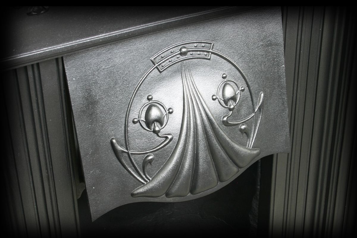 Reclaimed Edwardian Art Nouveau Cast Iron Fireplace photo Home Fixtures