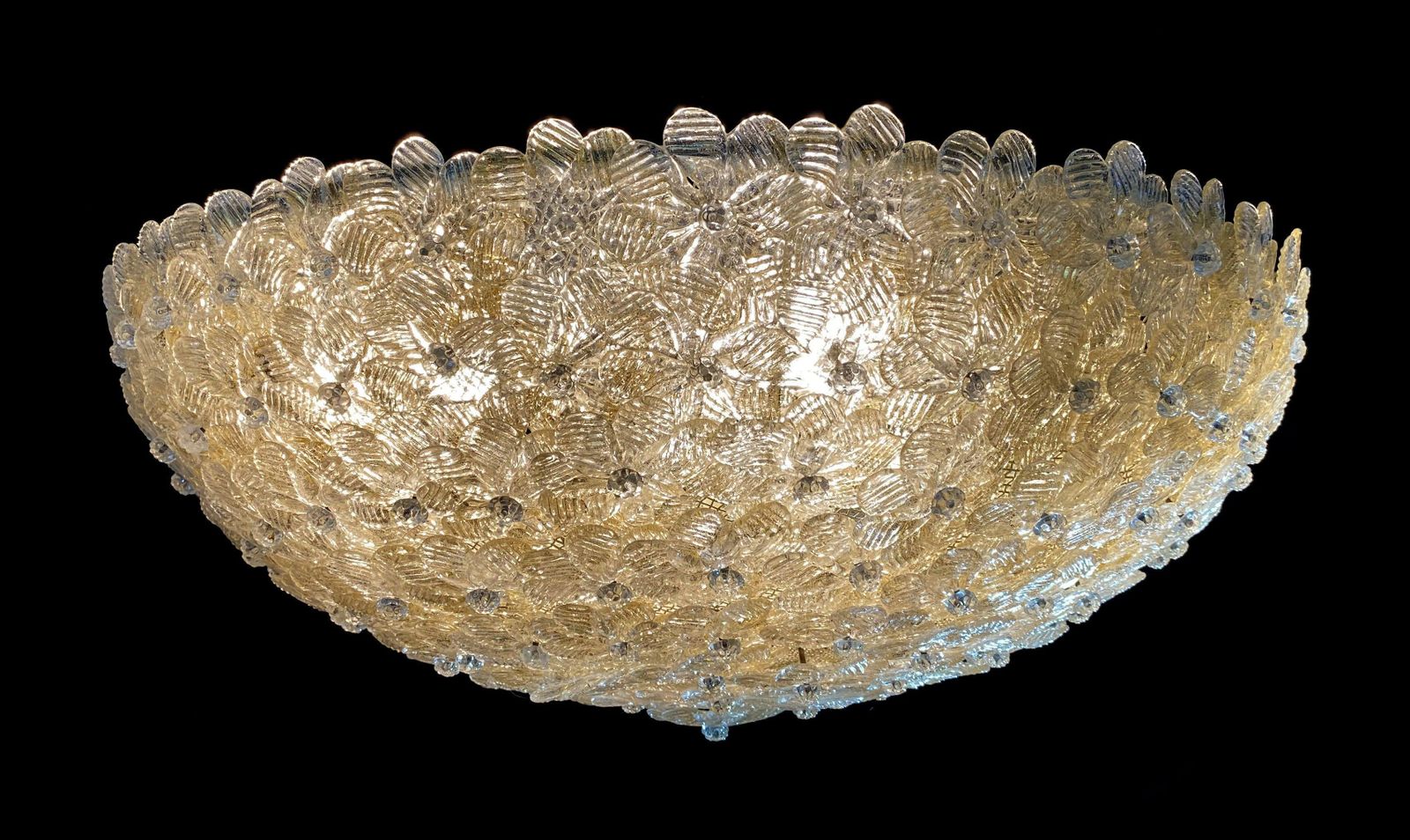Giant Ceiling Flower Lamps By Barovier & Toso, Murano, 1980s photo vinterior