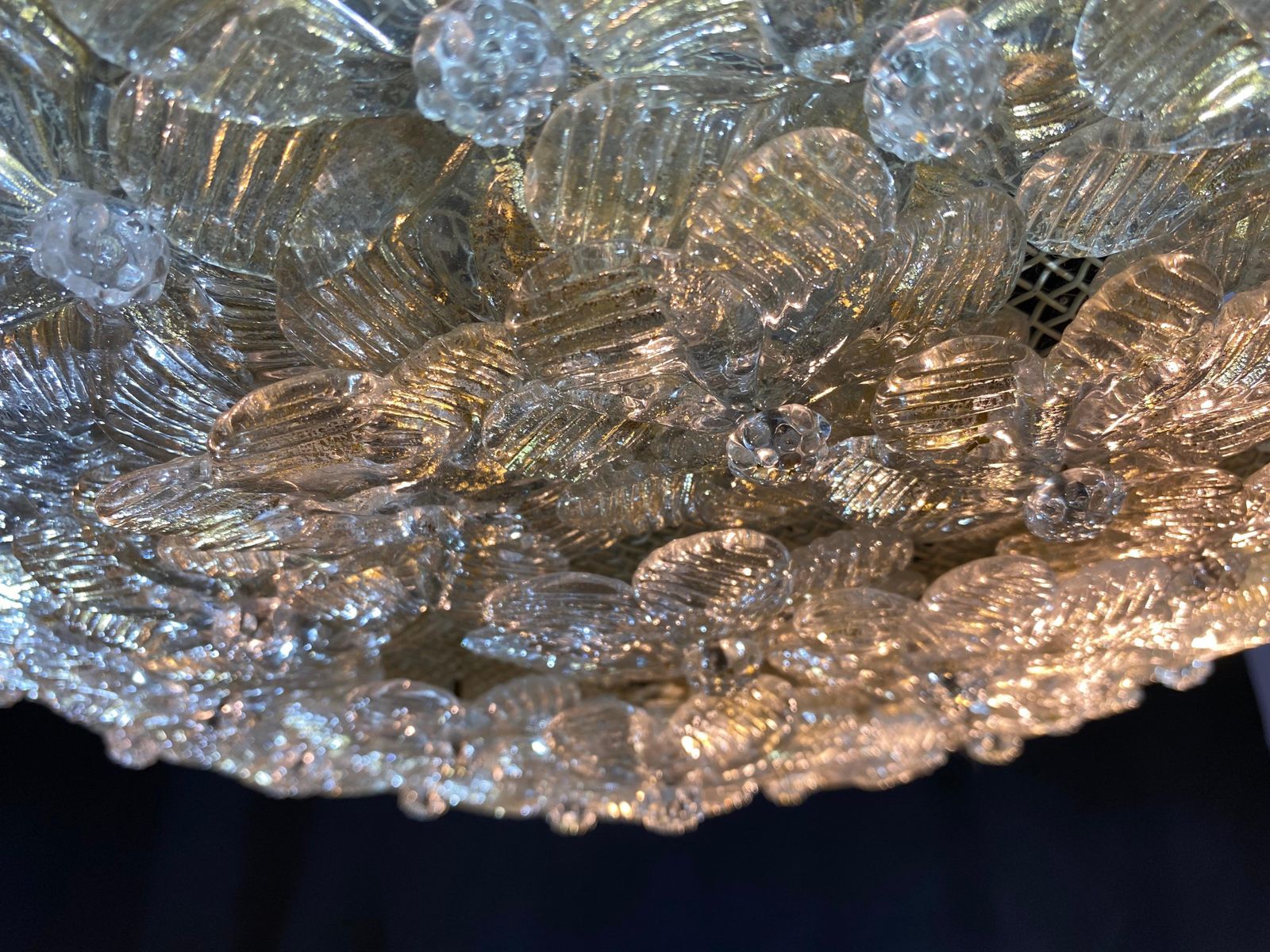 Giant Ceiling Flower Lamps By Barovier & Toso, Murano, 1980s photo vintage