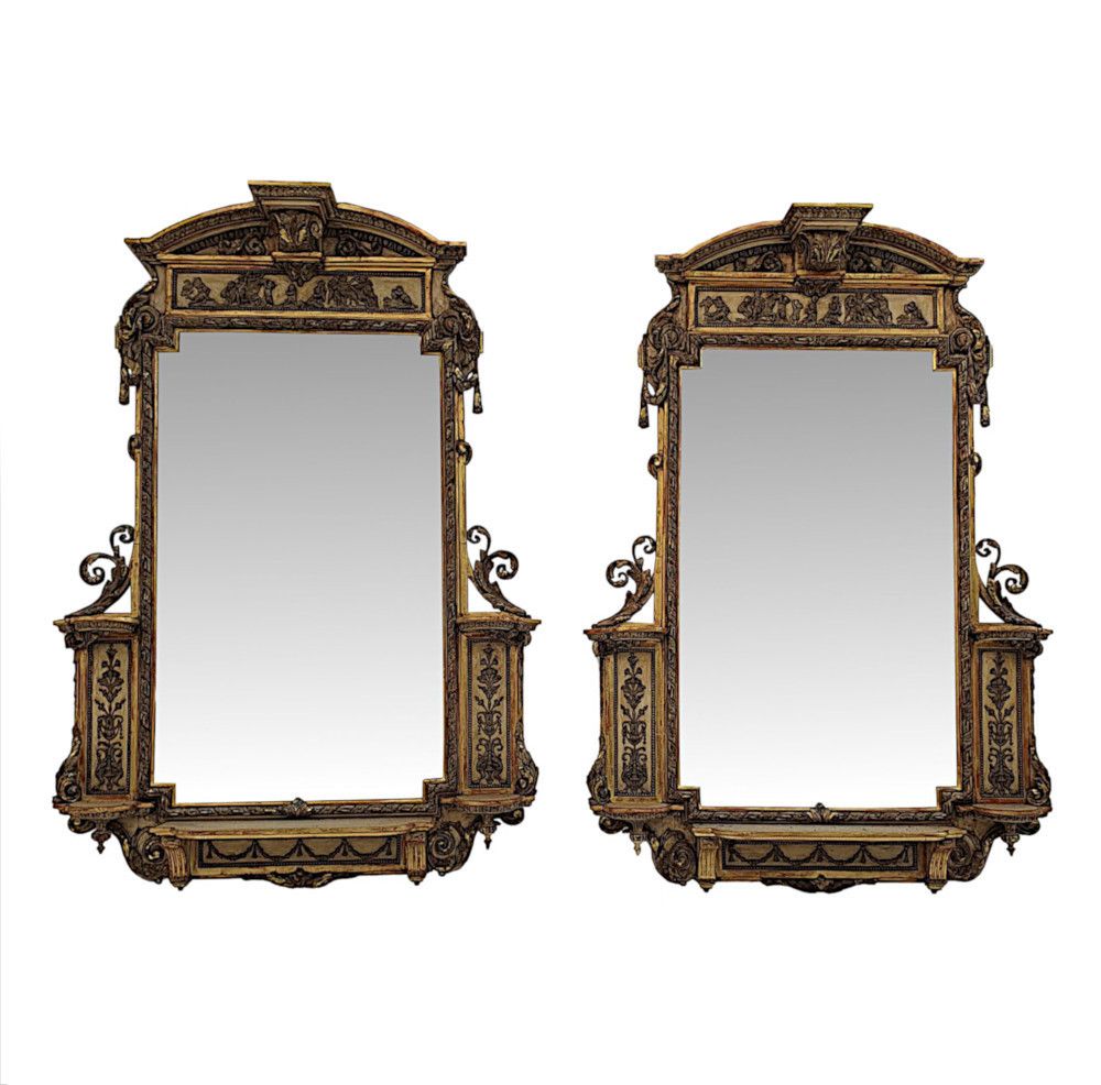 An Exceptionally Rare Pair Of Stunning 19th Century Giltwood Mirrors