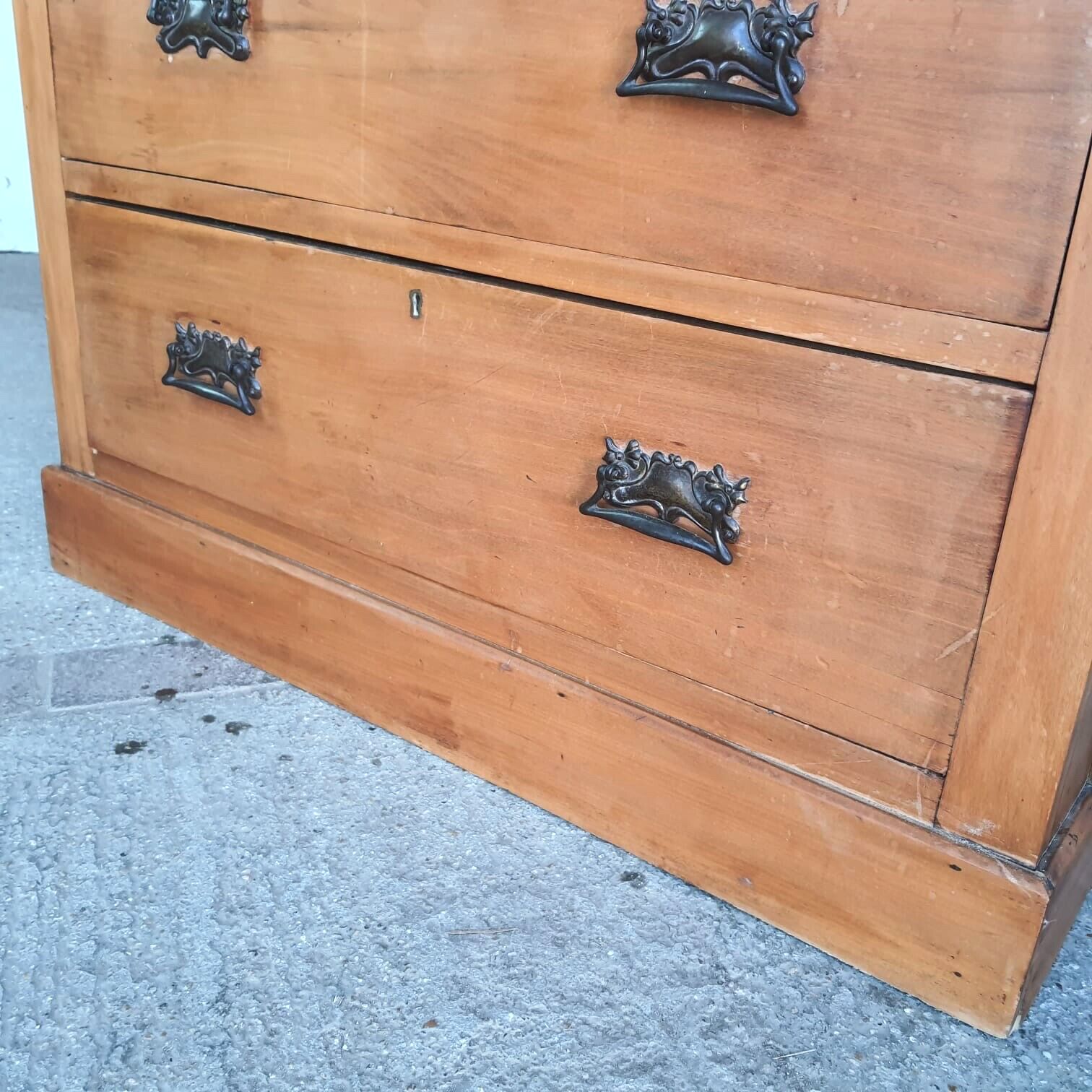 Furniture Antique Walnut Art Nouveau Dressing Drawers Mirror Dressing Table Bedroom photo