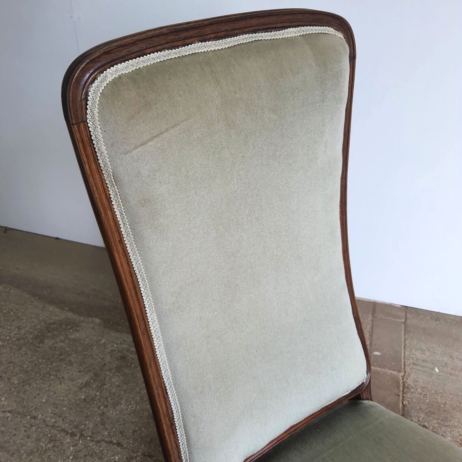 Antique Edwardian Open High Back Upholstered Nursing Chair Cabriole Legs Castors photo furniture