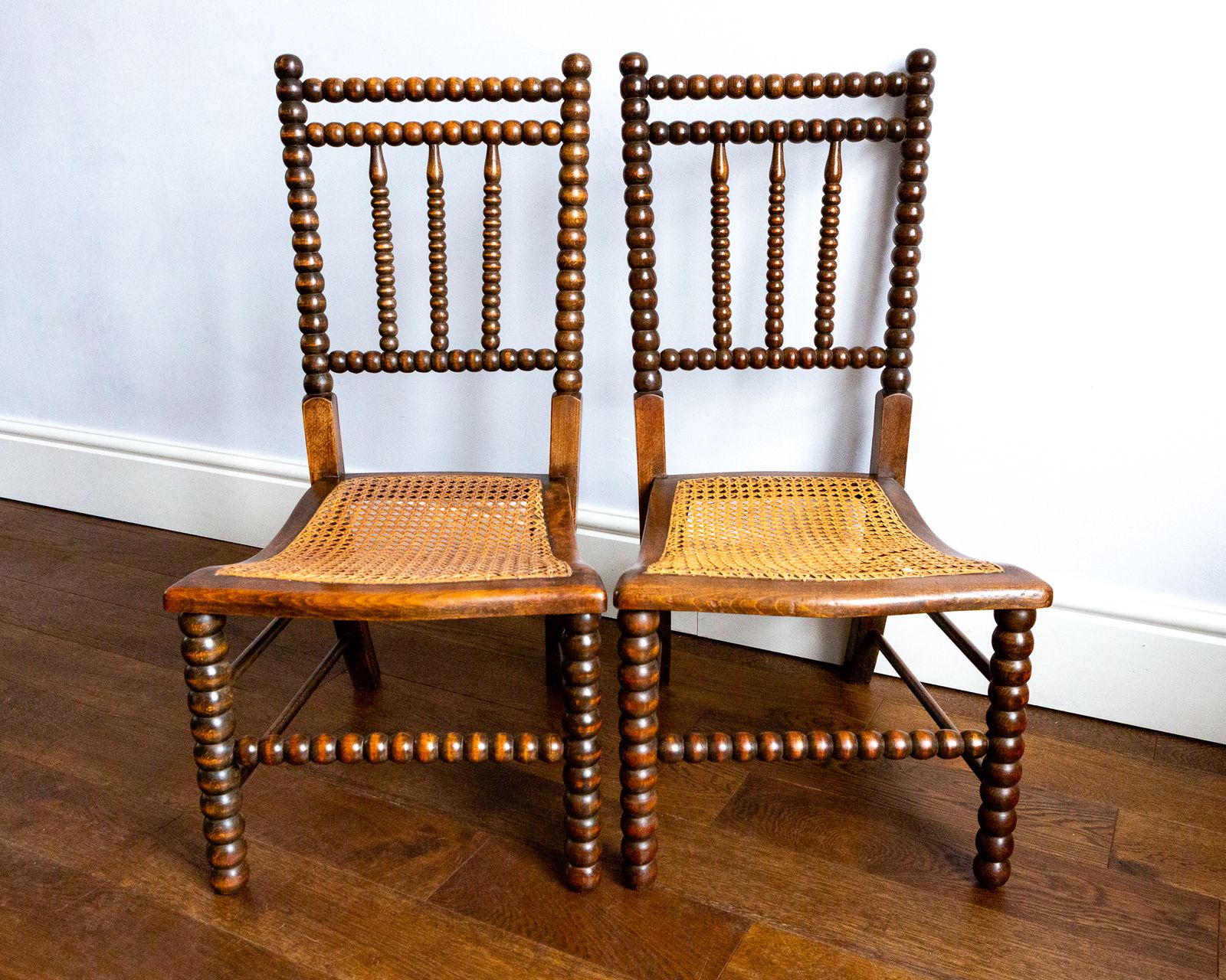 Rare Pair Of Victorian Initialed 1800s Bobbin Turned Chairs By Bowen And Mallon photo Furniture