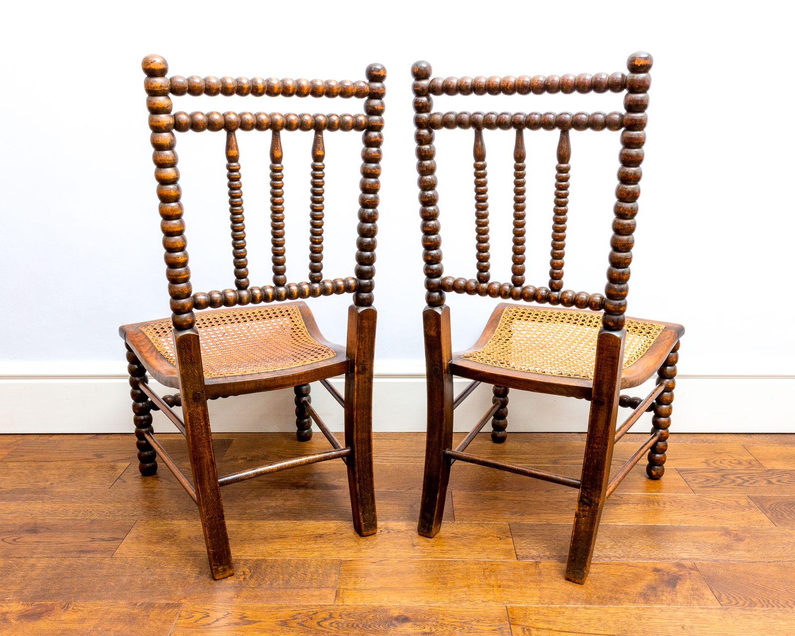 Rare Pair Of Victorian Initialed 1800s Bobbin Turned Chairs By Bowen And Mallon photo 475.0