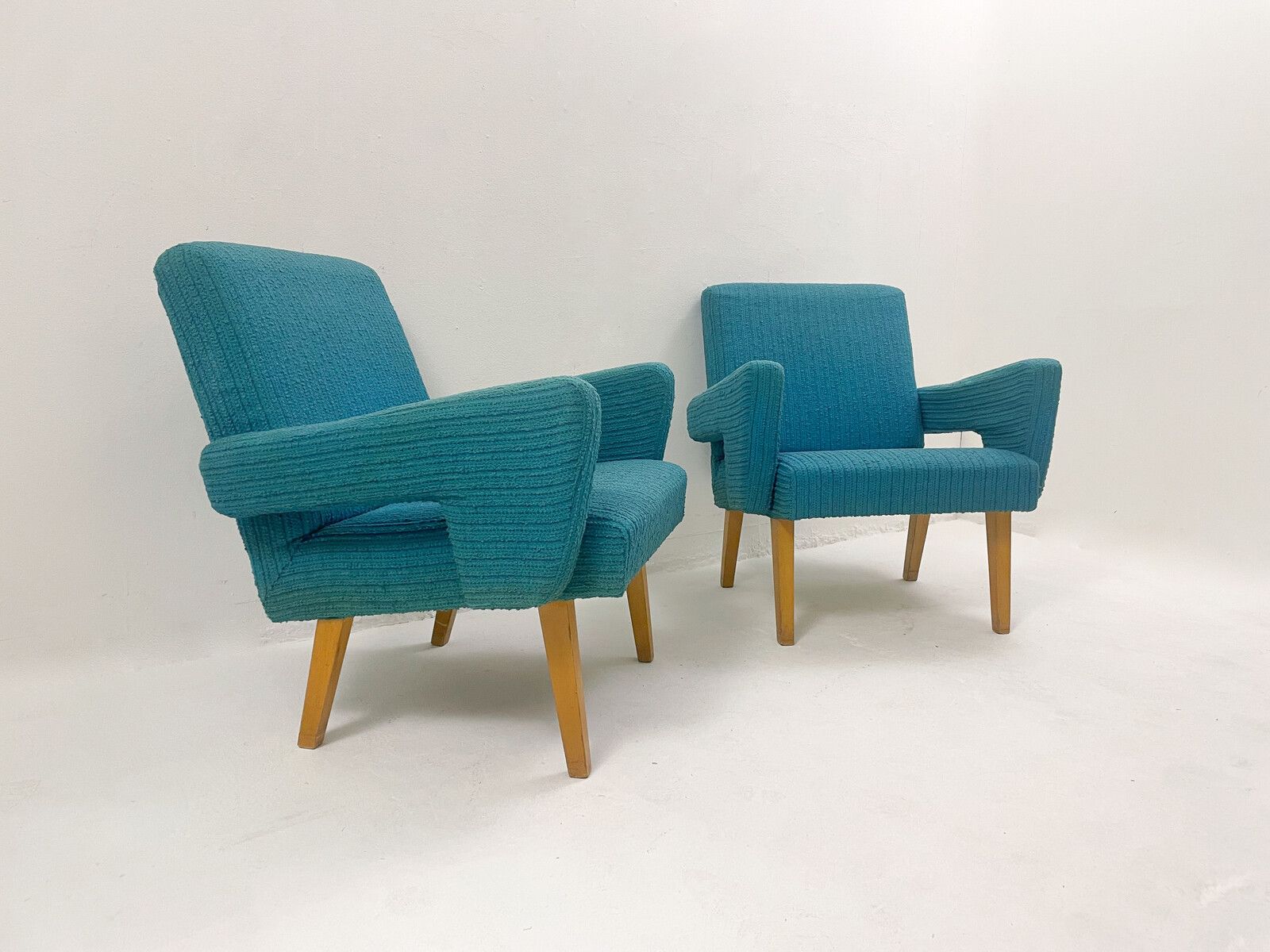Pair Of Blue Mid Century Modern Armchairs photo furniture