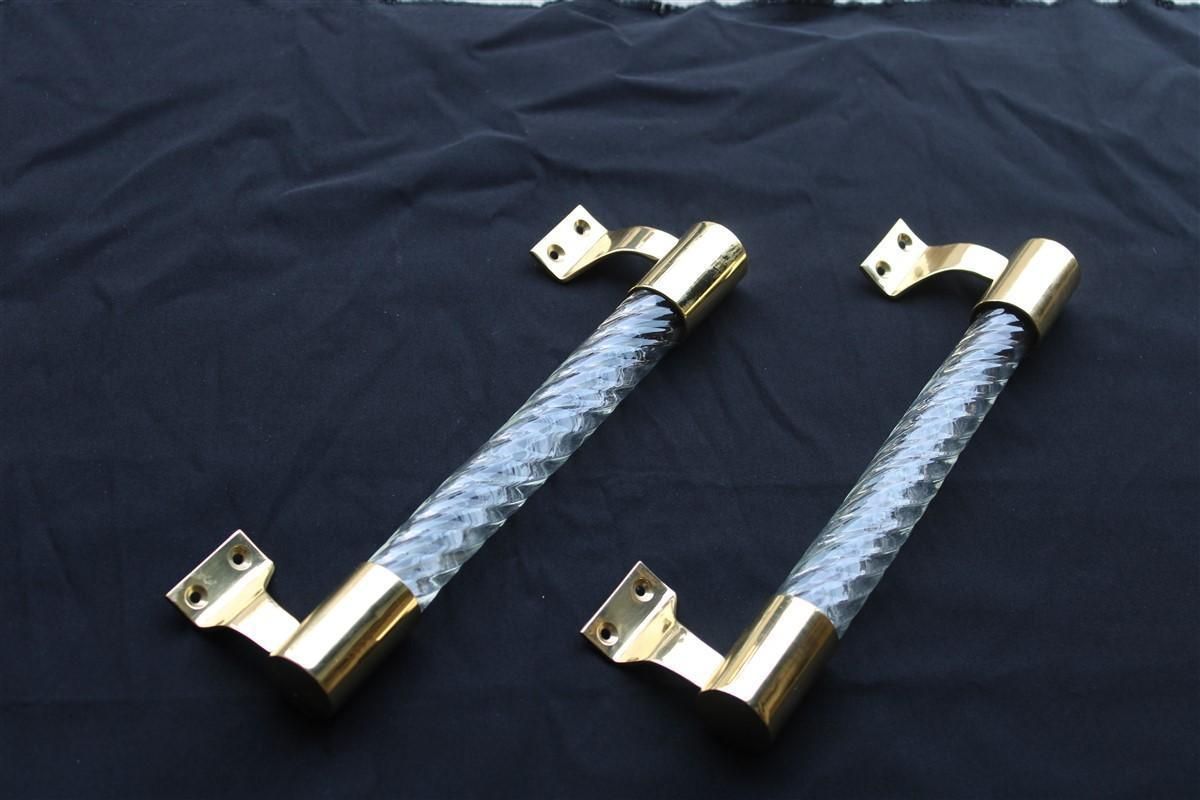 Pair Of Mid Century Italian Handles Brass Glass Murano 1940s Gold Venini Italy photo vintage