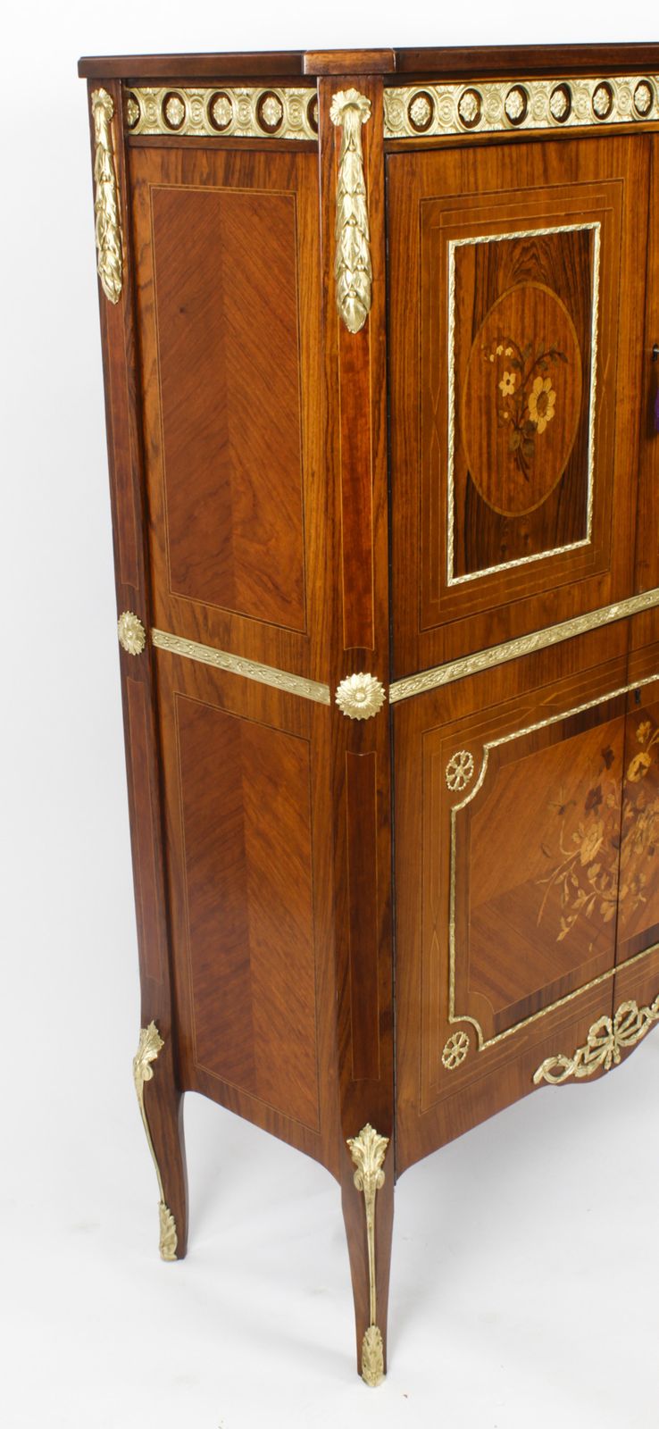 Vintage Meuble Francais Ormolu Mounted Burr Walnut Cocktail Cabinet 20th Century photo buy