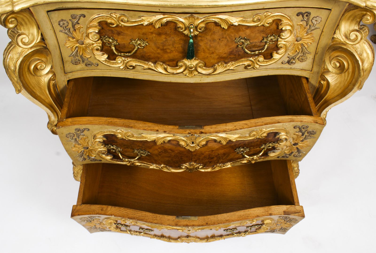 photo vinterior Antique Pair Venetian Walnut And Giltwood Commodes 19th C