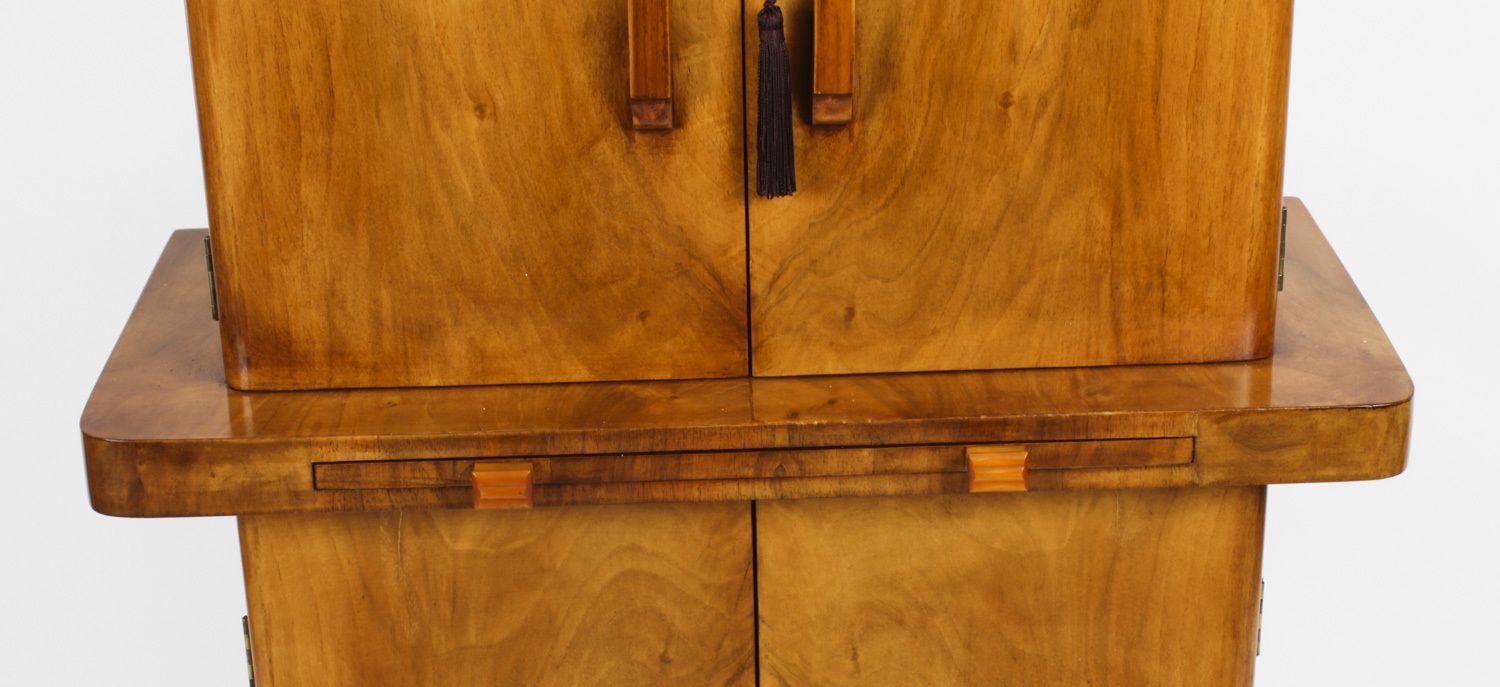 Art Deco Epstein Manner Burr Walnut Cocktail Cabinet Dry Bar C.1920 photo vintage