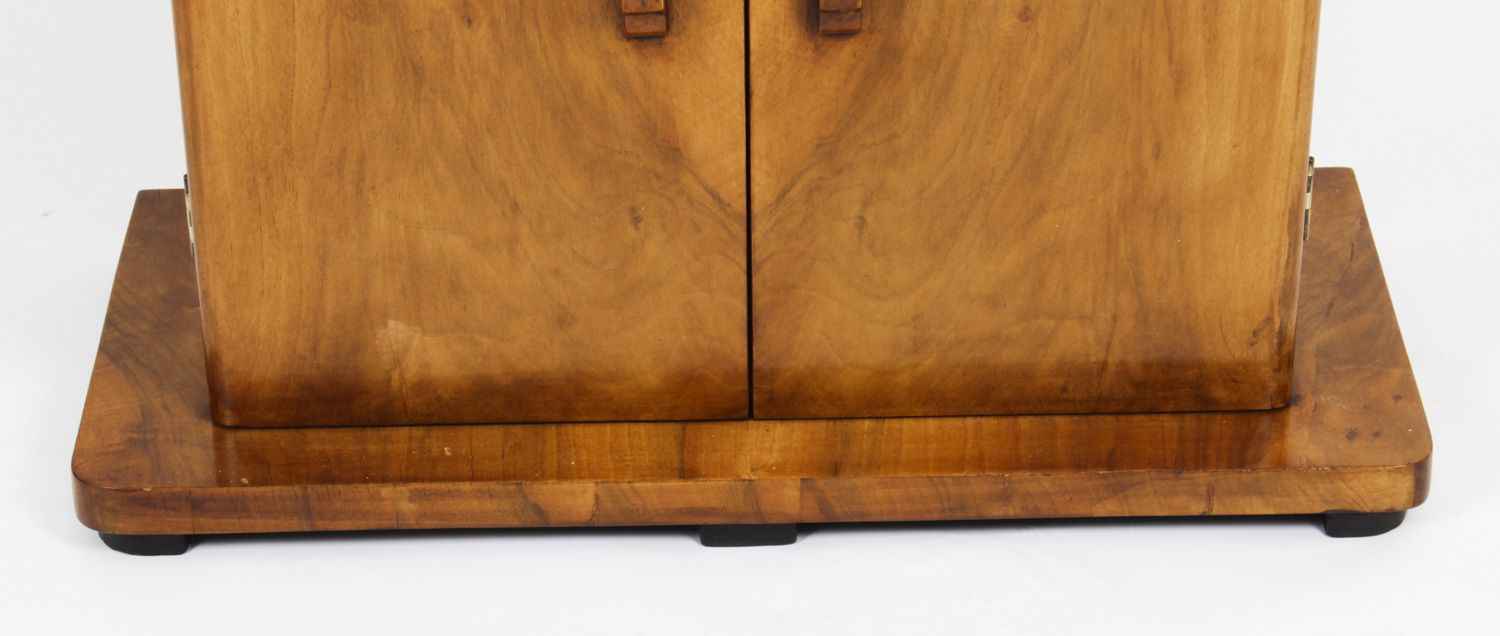 Furniture Art Deco Epstein Manner Burr Walnut Cocktail Cabinet Dry Bar C.1920 photo